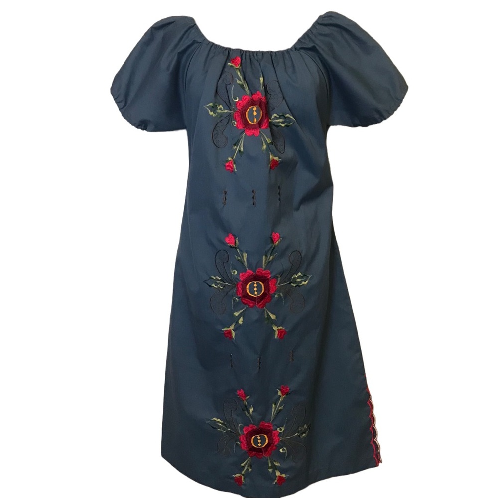 Cotton Shift Dress with Embriodery